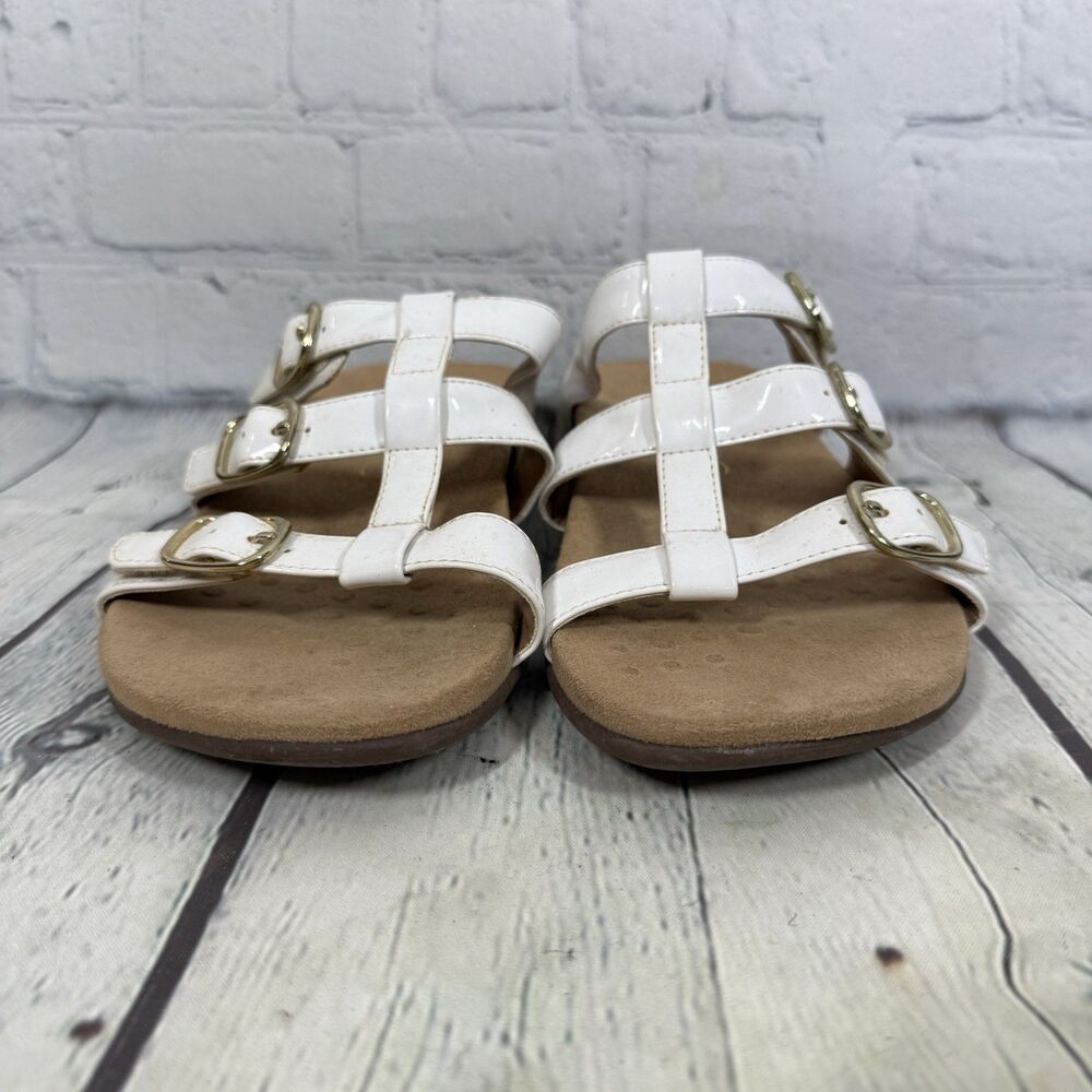 Vionic Sandals Size 7 White Strap Buckle Comfort Footbed Minimalist Coastal - Picture 3 of 13